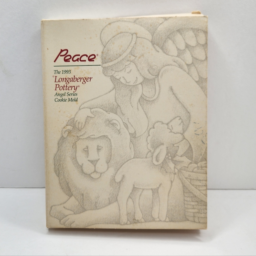 Longaberger Pottery The 1993 Angel Series Cookie Mold Peace Recipe Vintage